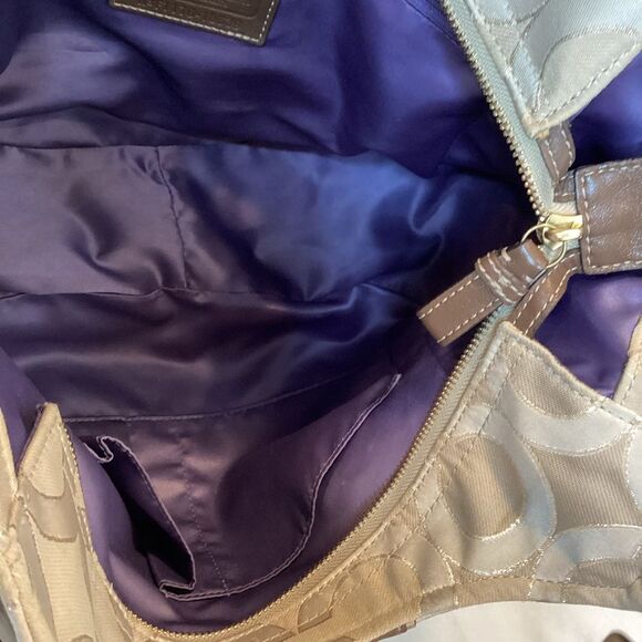 COACH Bag Purse Handbag Madison Abigail Op Art Lurex Gold & Leather Lg. Satchel - Picture 14 of 15